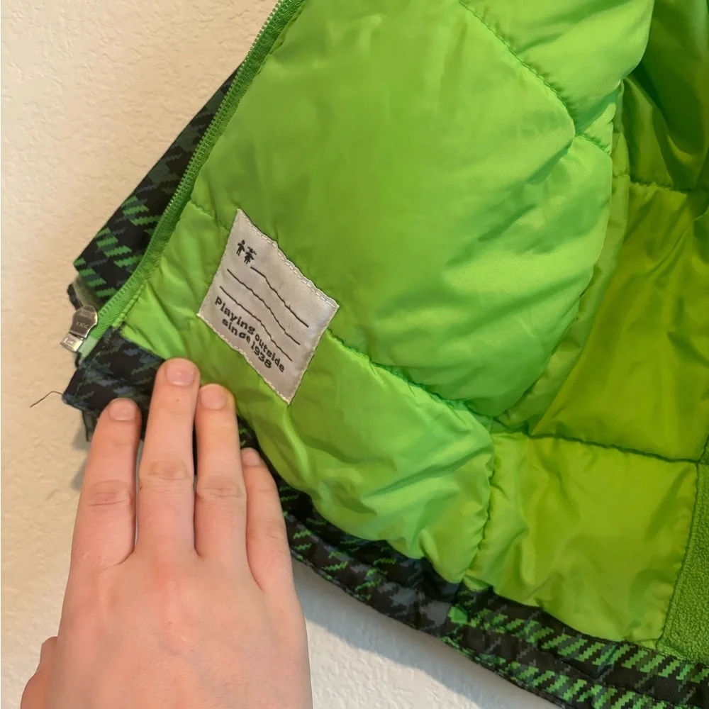Columbia Toddler Winter Puffer Jacket Green Plaid Hooded Coat 18-24M